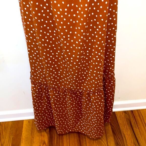 Lucca Couture Burnt Orange Polka Dot Maxi Dress size Large L - Picture 4 of 5
